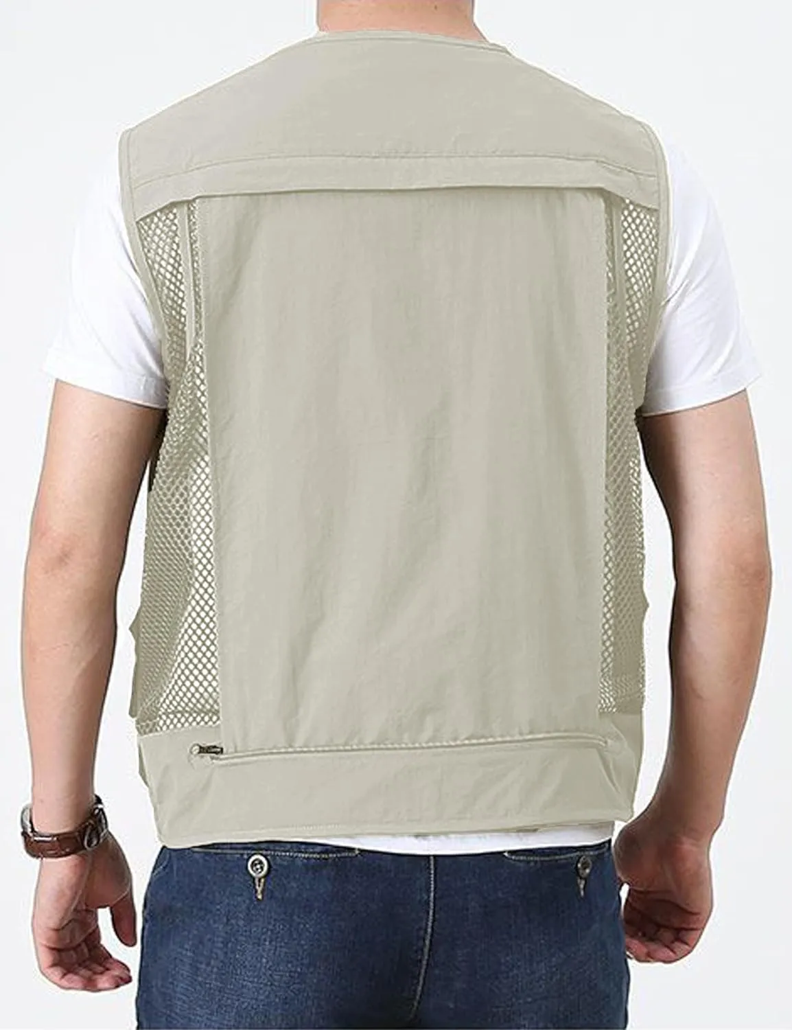 Men's Lightweight Mesh Fishing Vest Utility Outdoor Multi-Pocket Hunting Cargo Vest