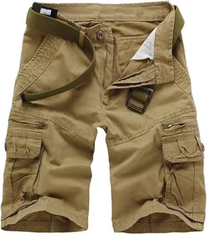 Men's Lightweight Multi Pocket Casual Outdoor Twill Cargo Shorts with Zipper Pockets with 8 Pockets No Belt