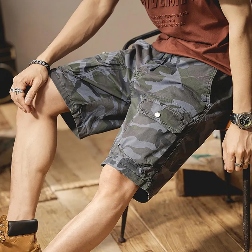 Men's Multi Pockets Camouflage Cargo Shorts Summer Regular Fit Cotton Military Shorts