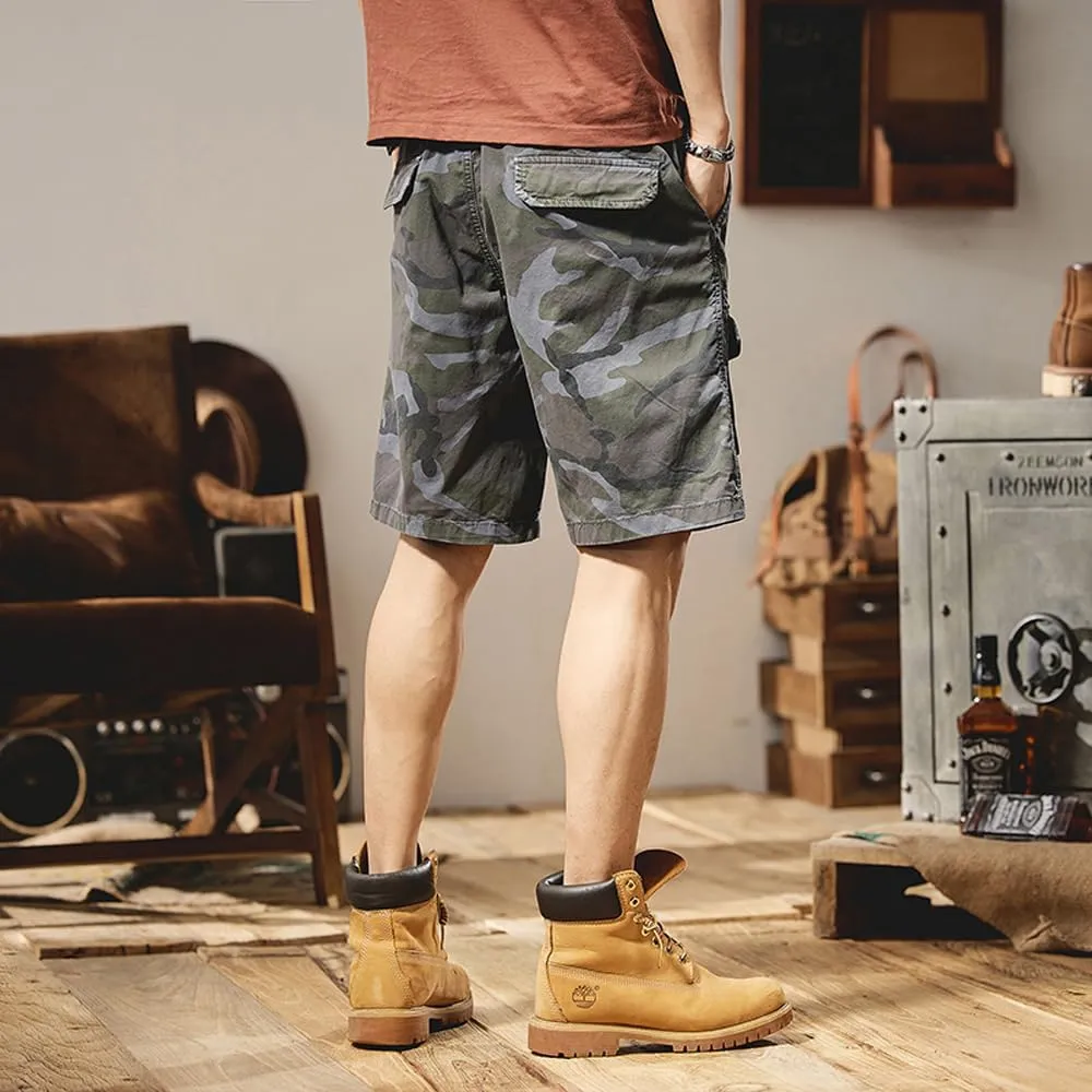 Men's Multi Pockets Camouflage Cargo Shorts Summer Regular Fit Cotton Military Shorts