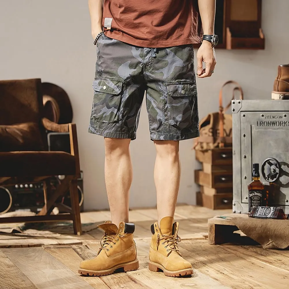 Men's Multi Pockets Camouflage Cargo Shorts Summer Regular Fit Cotton Military Shorts