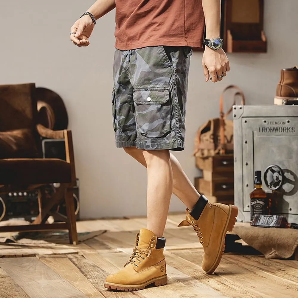 Men's Multi Pockets Camouflage Cargo Shorts Summer Regular Fit Cotton Military Shorts