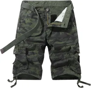 Men's Regular-Fit Camouflage Cargo Shorts - Summer Cotton Military Shorts with Multi-Pockets