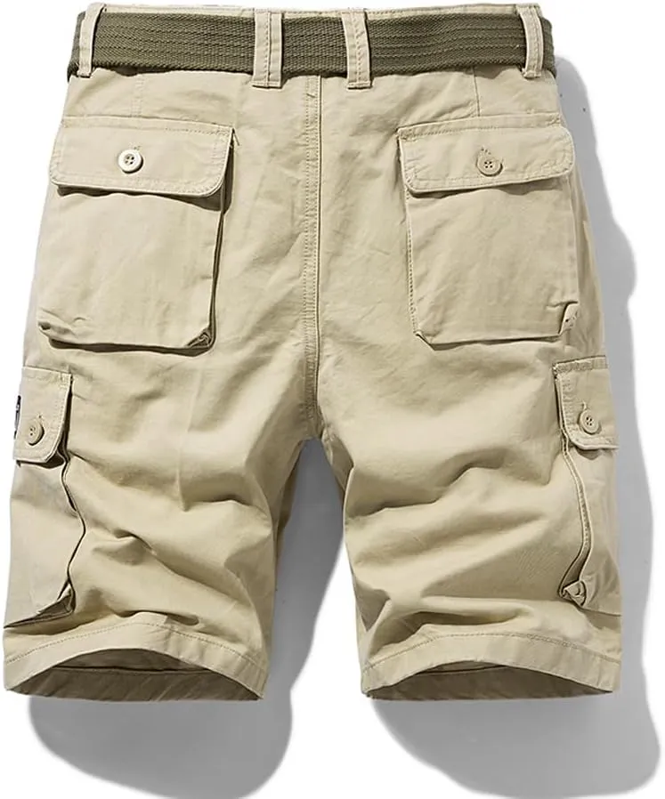 Men's Slim Fit Military Cargo Shorts Summer Multi Pockets Cotton Work Shorts