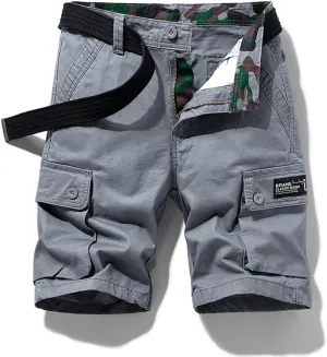 Men's Slim Fit Military Cargo Shorts Summer Multi Pockets Cotton Work Shorts