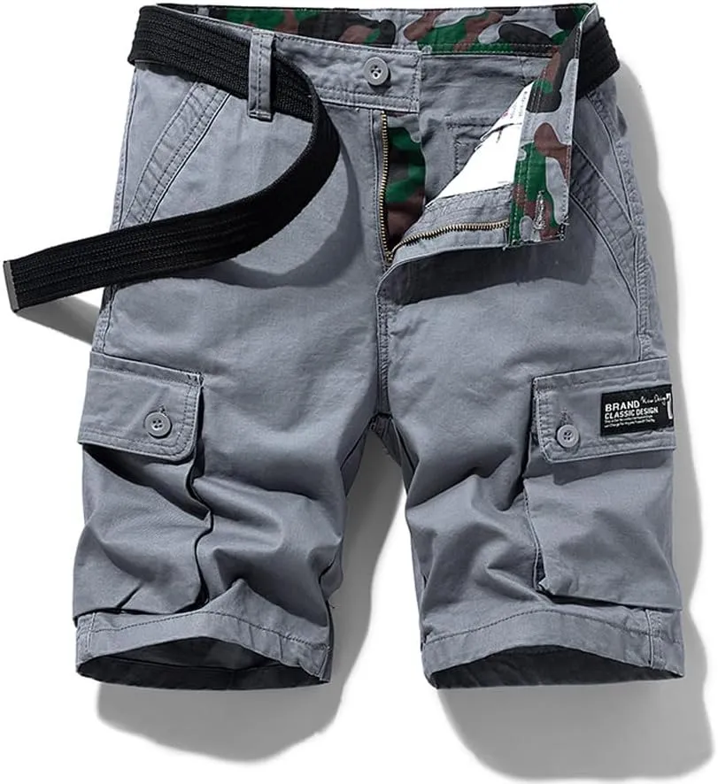 Men's Slim Fit Military Cargo Shorts Summer Multi Pockets Cotton Work Shorts