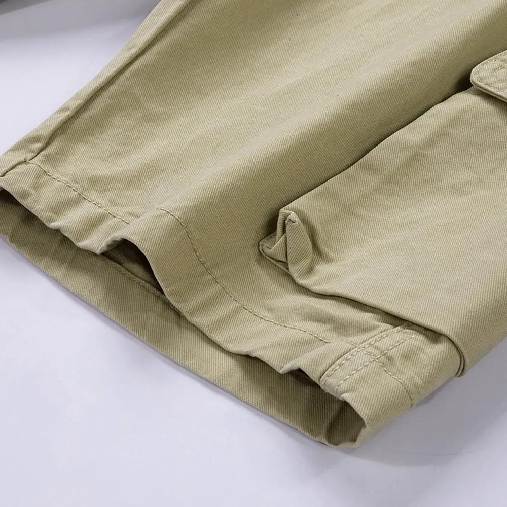 Men's Slim Fit Military Cargo Shorts Summer Multi Pockets Cotton Work Shorts