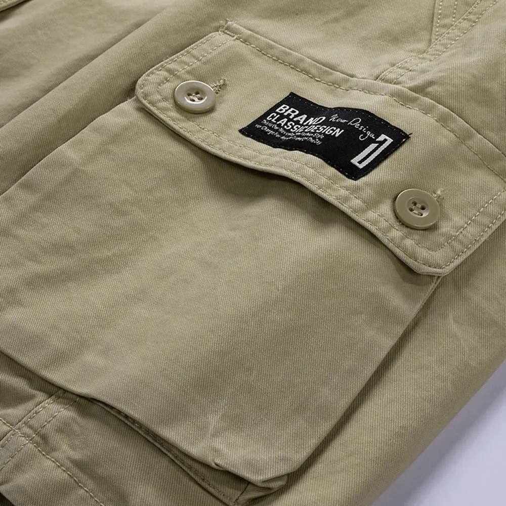 Men's Slim Fit Military Cargo Shorts Summer Multi Pockets Cotton Work Shorts