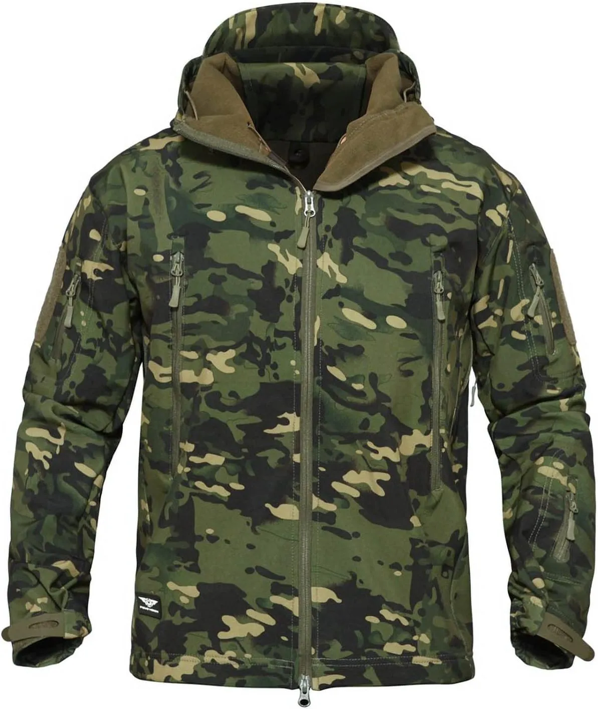 Men's Softshell Jacket Waterproof Fleece Hooded Outdoor Hunting Coat