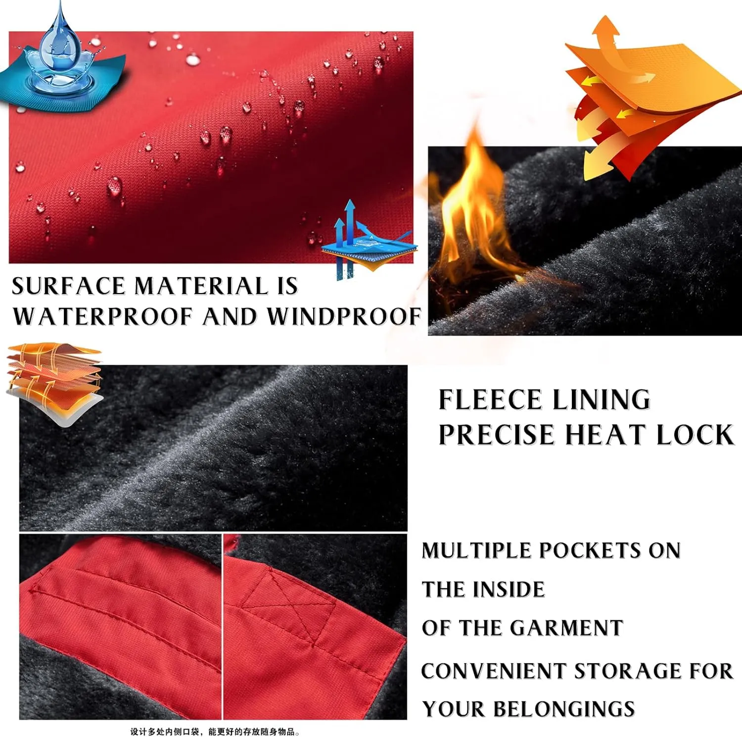 Men's Winter Coats Waterproof Ski Jacket Detachable Hood Windproof Fleece Jacket Parka Raincoats With Multi-Pockets