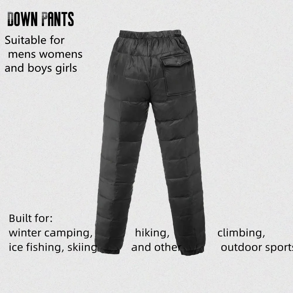 Men's Winter Warm Packable Down Pants Compressor Snow Trousers Ski Puffer Pant