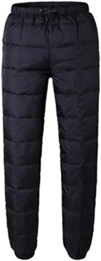 Men's Winter Warm Packable Down Pants Compressor Snow Trousers Ski Puffer Pant