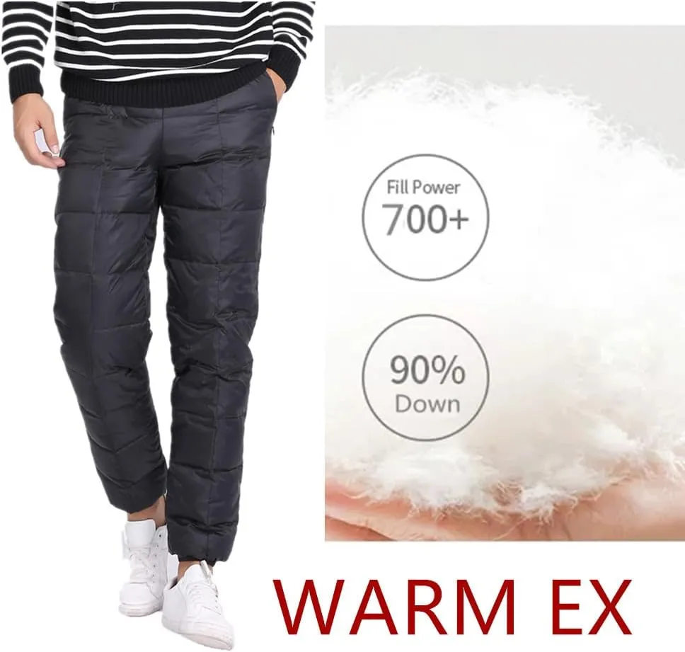 Men's Winter Warm Packable Down Pants Compressor Snow Trousers Ski Puffer Pant
