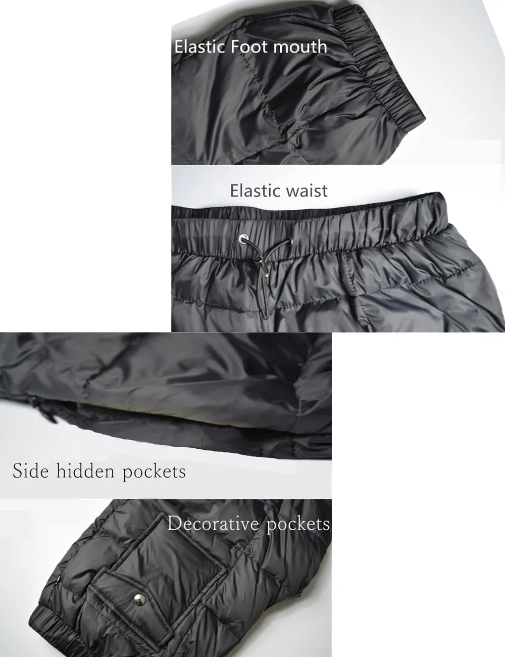 Men's Winter Warm Packable Down Pants Compressor Snow Trousers Ski Puffer Pant