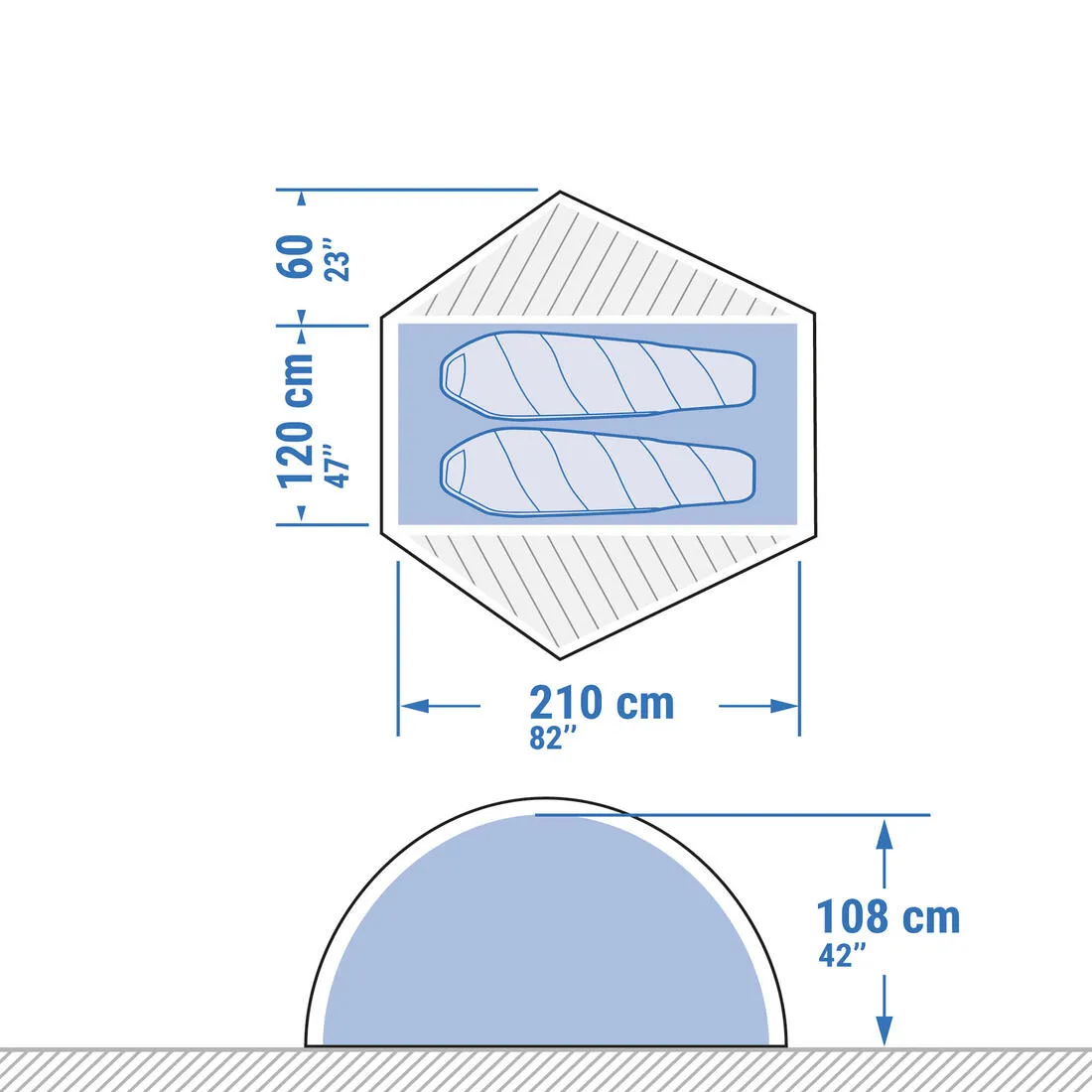 Mesh Dome Trekking Tent 2 person - MT500