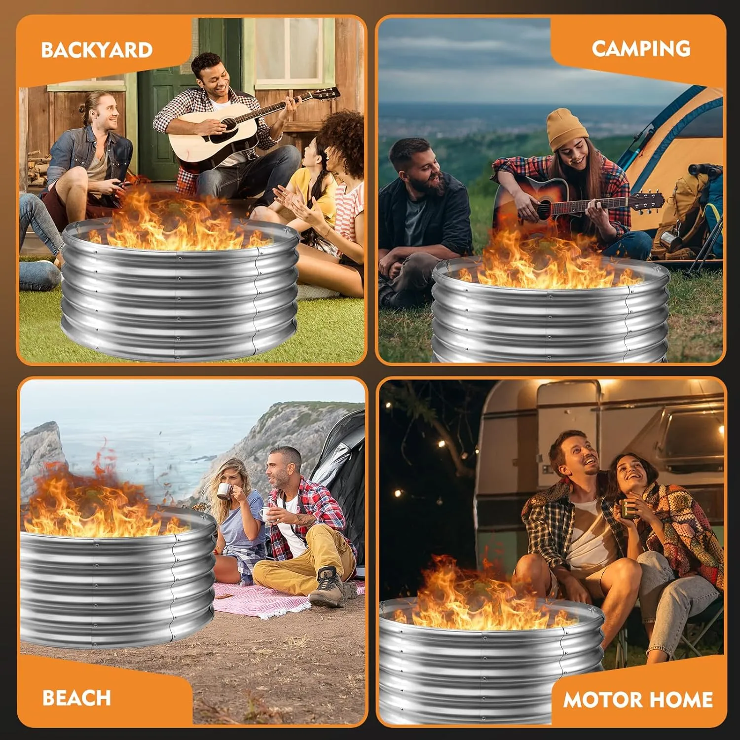 Metal Fire Pit Ring/Bonfire Fire Ring- 40 Inches Diameter, 0.8 MM Thick,1.5 ft High, Durable and Stylish for Outdoor Fire Pits,Patios and Camping (Silver, 3.3X3.3X1.5 ft)