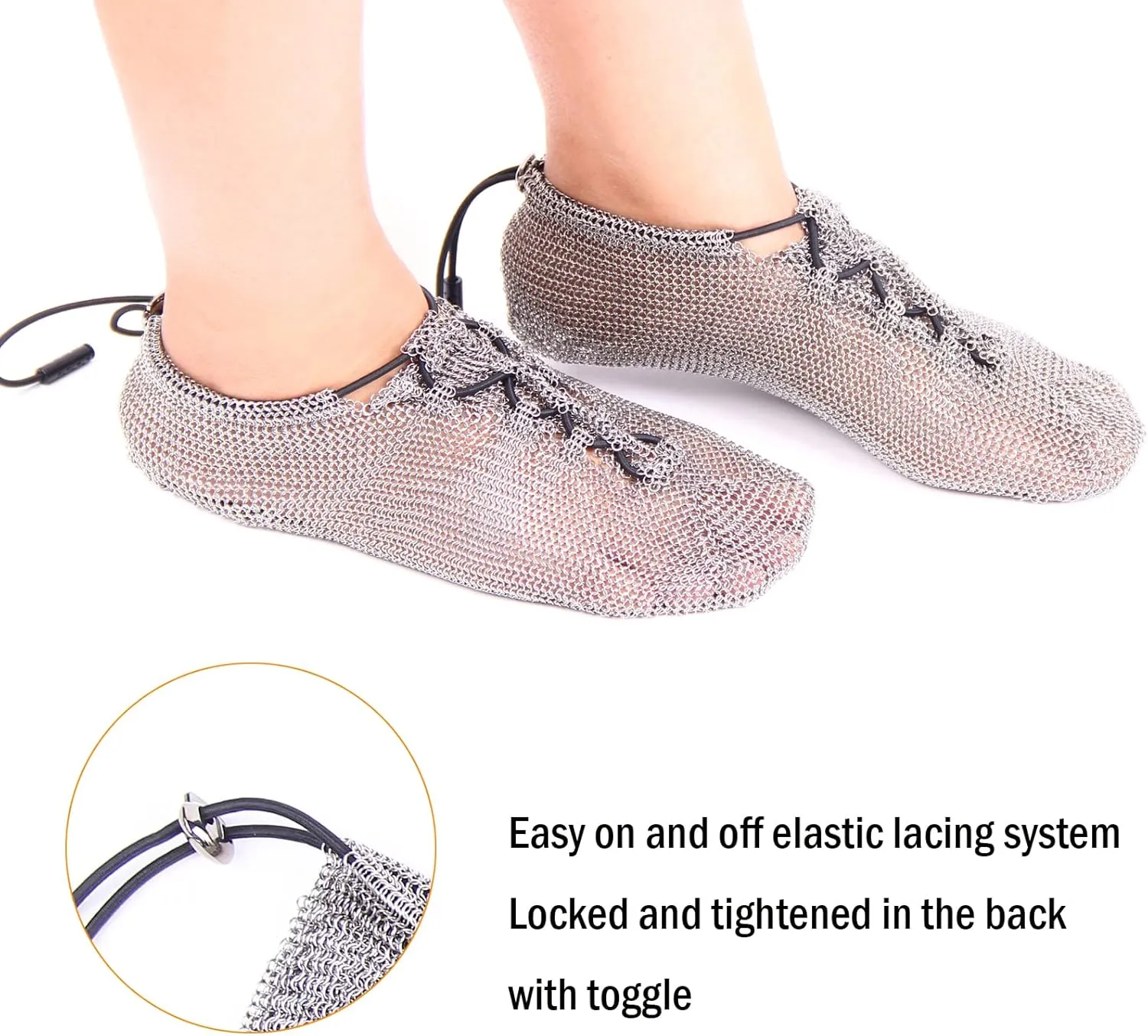Minimalist Barefoot Sock Shoes Chain Mail Shoes for Women and Men, Stainless Steel Cut Resistant Water Shoes, Portable & Multi-Purpose