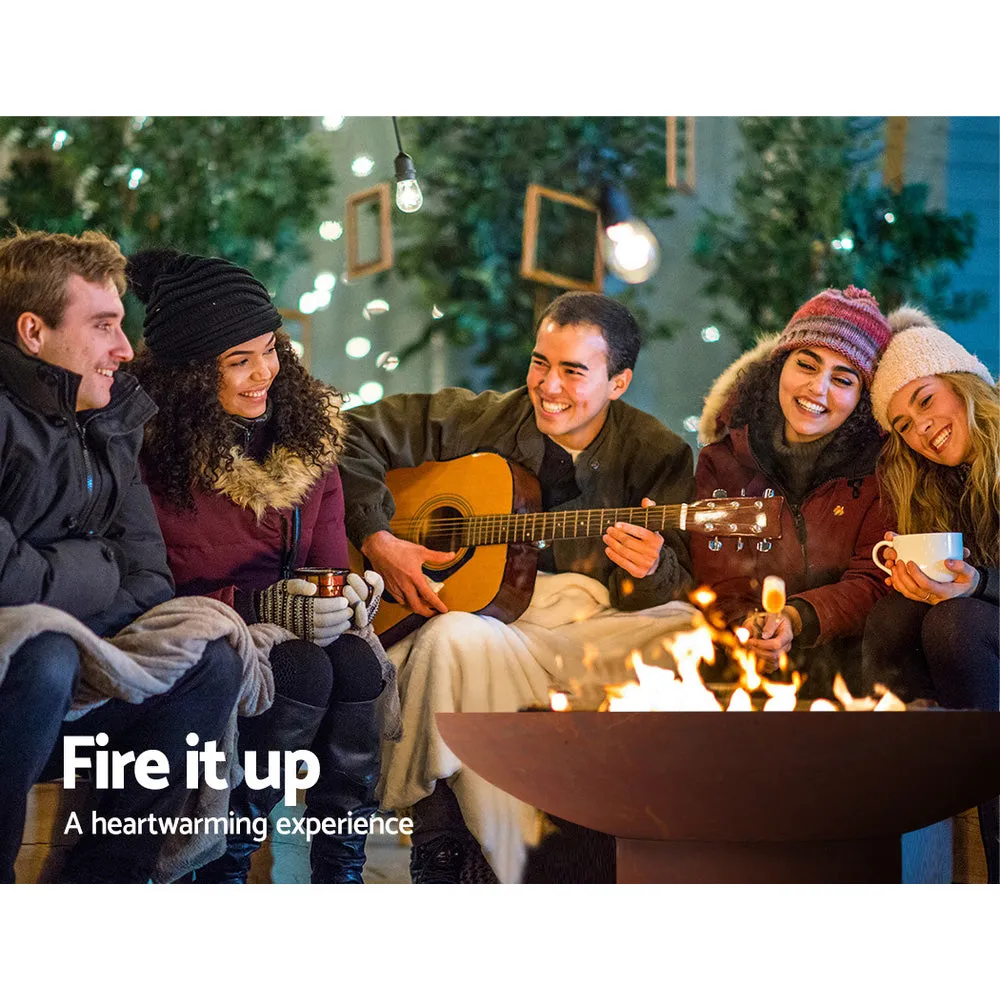 Modern Fire Pit (70cm) - Oxidized Steel