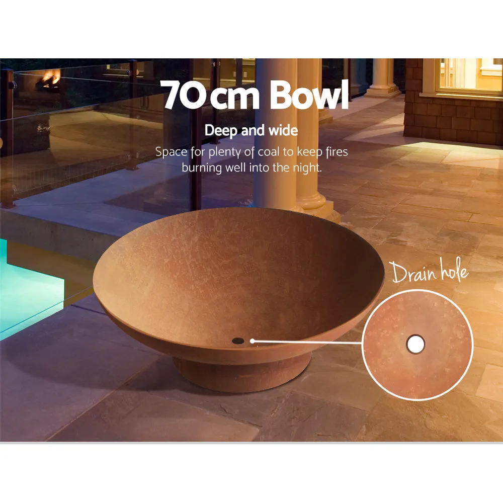 Modern Fire Pit (70cm) - Oxidized Steel
