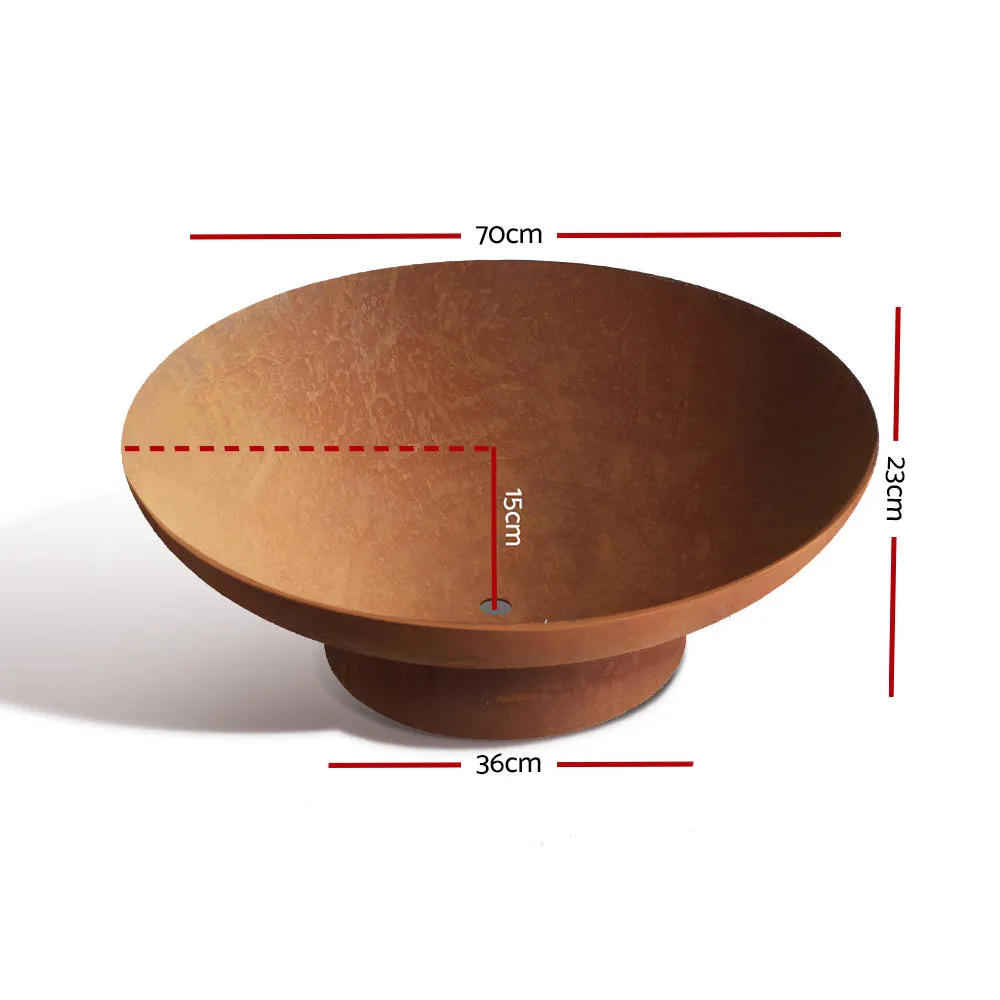 Modern Fire Pit (70cm) - Oxidized Steel