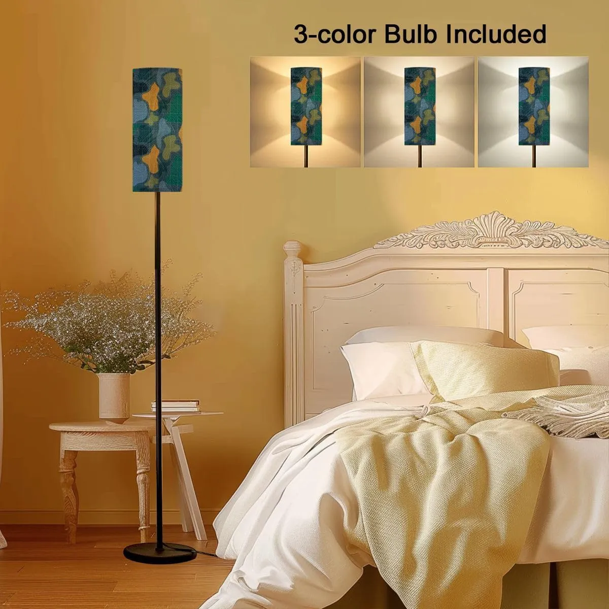 Modern Military Topographic Map Seamless Pattern Design for fashion fabric Floor lamp Minimalist Standing Lamps Metal Pole Lamp Tall Lamps With Linen Shade Foot Switch for Living Room Bedroom