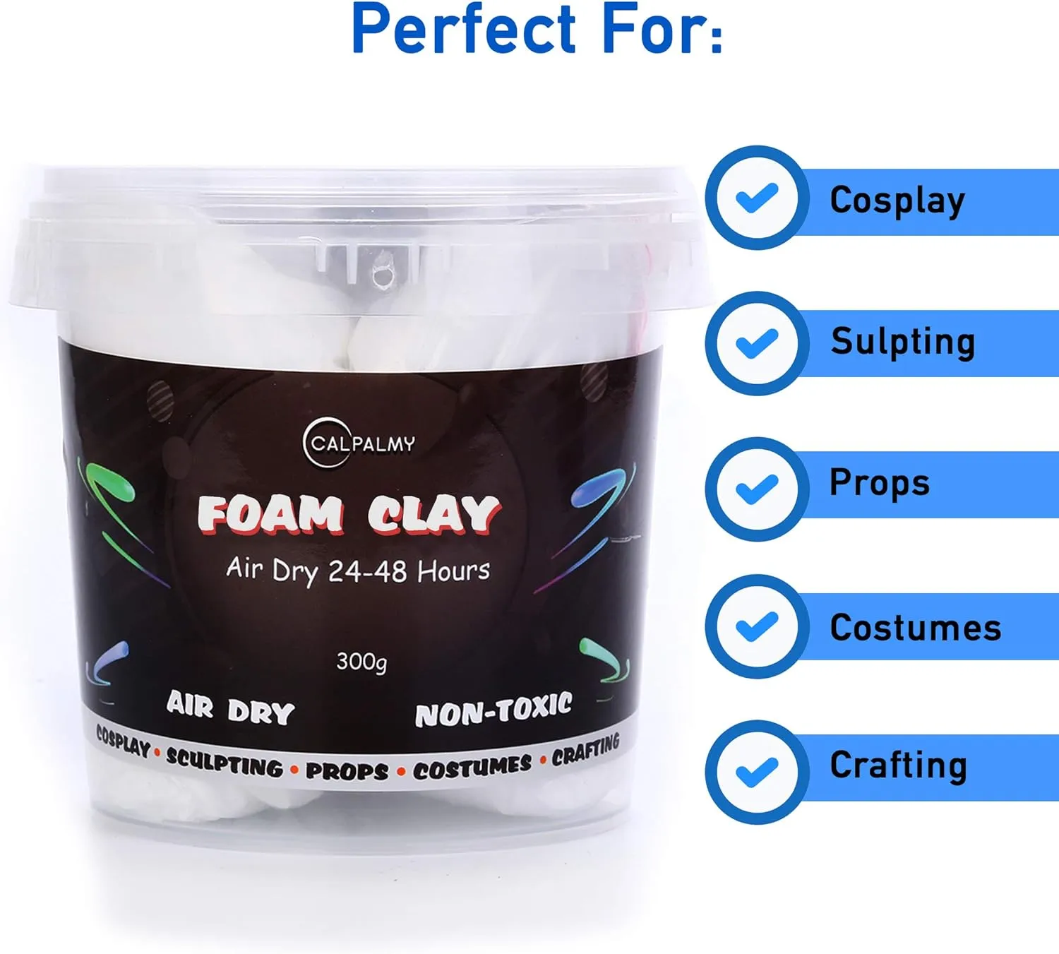 Moldable Cosplay Foam Clay (White) – High Density and Hiqh Quality for Intricate Designs | Air Dries to Perfection for Cutting with a Knife or Rotary Tool, Sanding or Shaping
