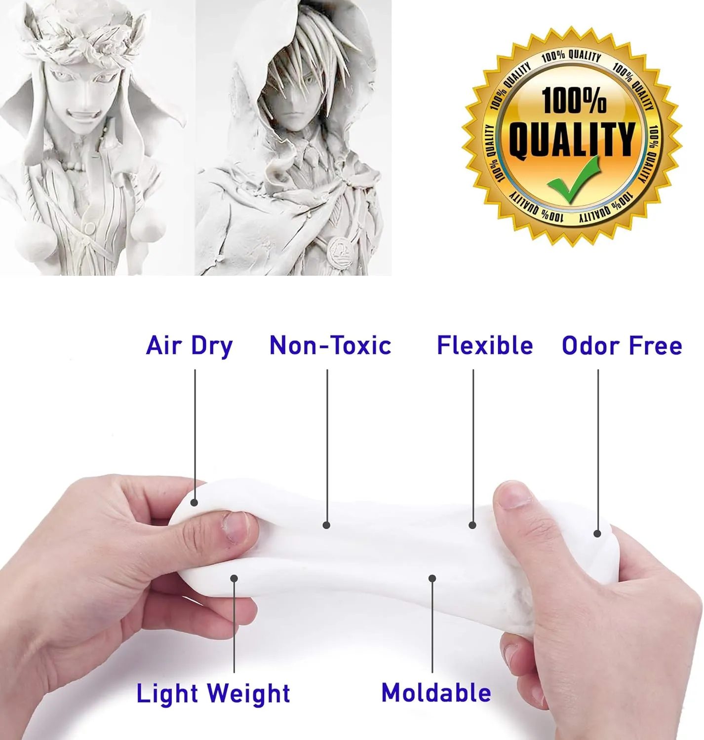 Moldable Cosplay Foam Clay (White) – High Density and Hiqh Quality for Intricate Designs | Air Dries to Perfection for Cutting with a Knife or Rotary Tool, Sanding or Shaping