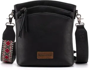 Montana West Multi Zip Pocket Large Crossbody Bag With Guitar Strap