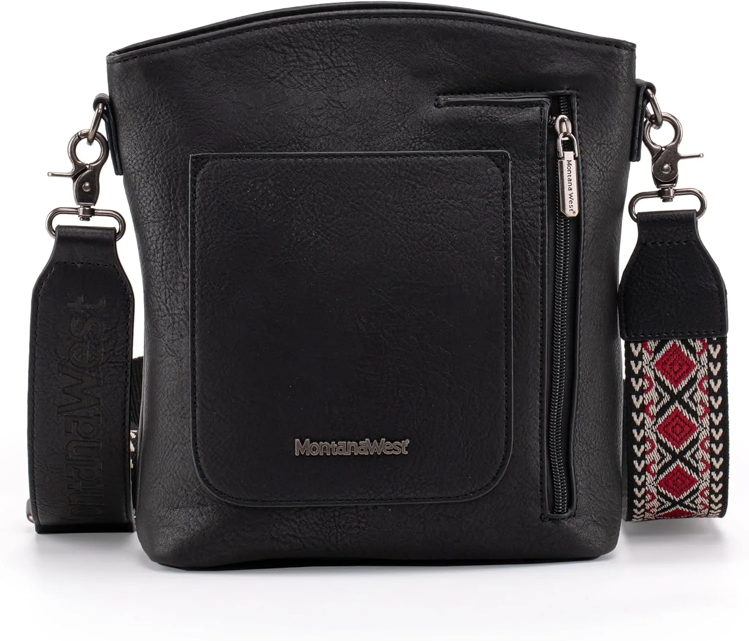 Montana West Multi Zip Pocket Large Crossbody Bag With Guitar Strap
