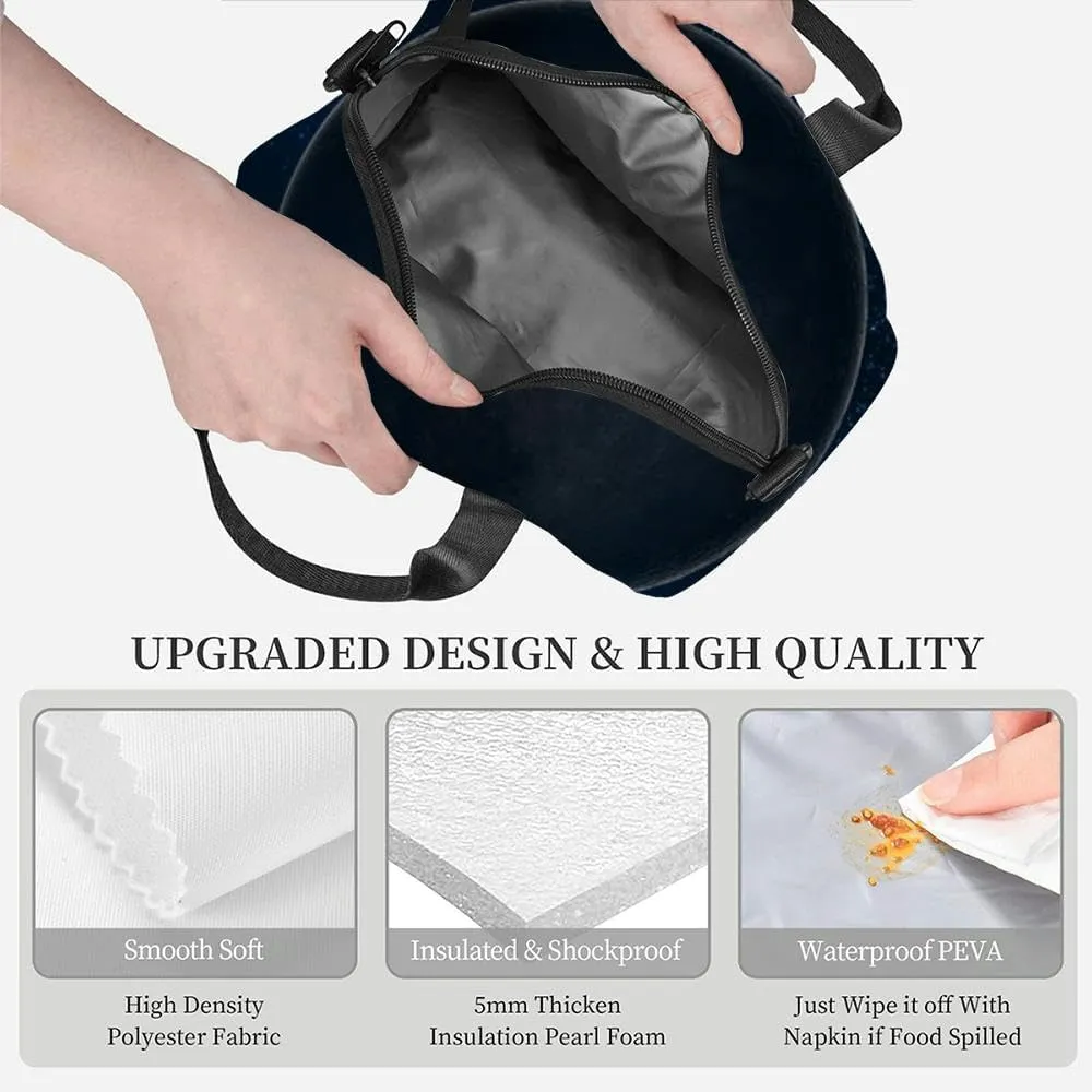 Moon Phase: New Moon 3d Insulated Adult Lunch Bag with Shoulder Strap for Women Lightweight Reusable Portable Freezable Lunch Tote Bag for Work Picnic