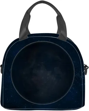 Moon Phase: New Moon 3d Insulated Adult Lunch Bag with Shoulder Strap for Women Lightweight Reusable Portable Freezable Lunch Tote Bag for Work Picnic
