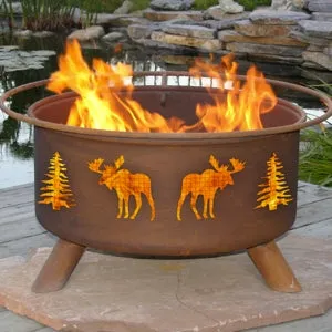 Moose & Tree Outdoor Wood Burning 30 in. Fire Pit - F108