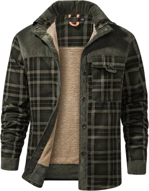 Mr.Stream Men's Outdoor Casual Vintage Long Sleeve Plaid Flannel Button Down Shirt Jacket