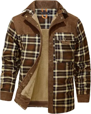 Mr.Stream Men's Outdoor Casual Vintage Long Sleeve Plaid Flannel Button Down Shirt Jacket