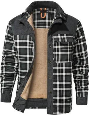 Mr.Stream Men's Outdoor Casual Vintage Long Sleeve Plaid Flannel Button Down Shirt Jacket