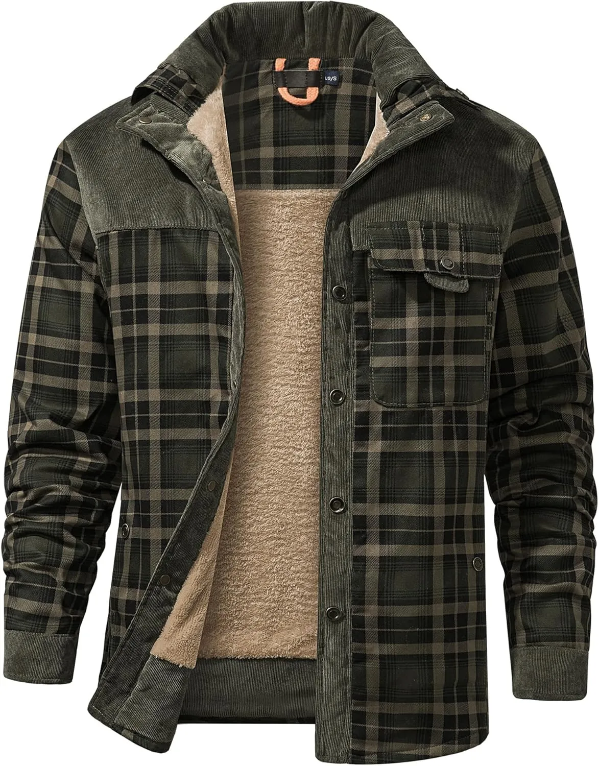 Mr.Stream Men's Outdoor Casual Vintage Long Sleeve Plaid Flannel Button Down Shirt Jacket
