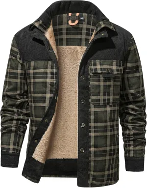 Mr.Stream Men's Outdoor Casual Vintage Long Sleeve Plaid Flannel Button Down Shirt Jacket