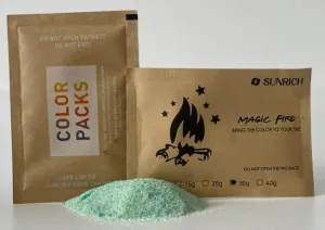 Multi Color Flames, Fire Pit, Outdoor Fireplaces, Multicolor Flames, Spectacular Flames - Camping Essentials for Kids & Adults(20bags of 30grams Each Included), Light Green