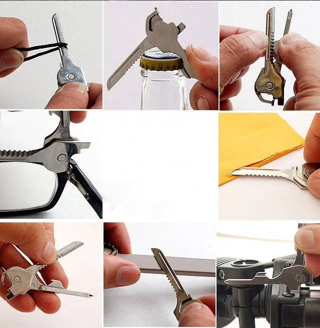 Multipurpose Keychain Key Survive Pocket Opener Shape Mini Multi Gear Tool