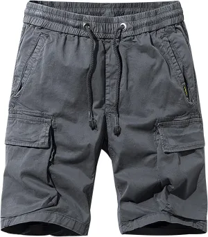 Muscularfit Mens Casual Shorts Drawstring Elastic Waist Multi Pocket Cargo Shorts Summer Beach Work Athletic Tooling Shorts