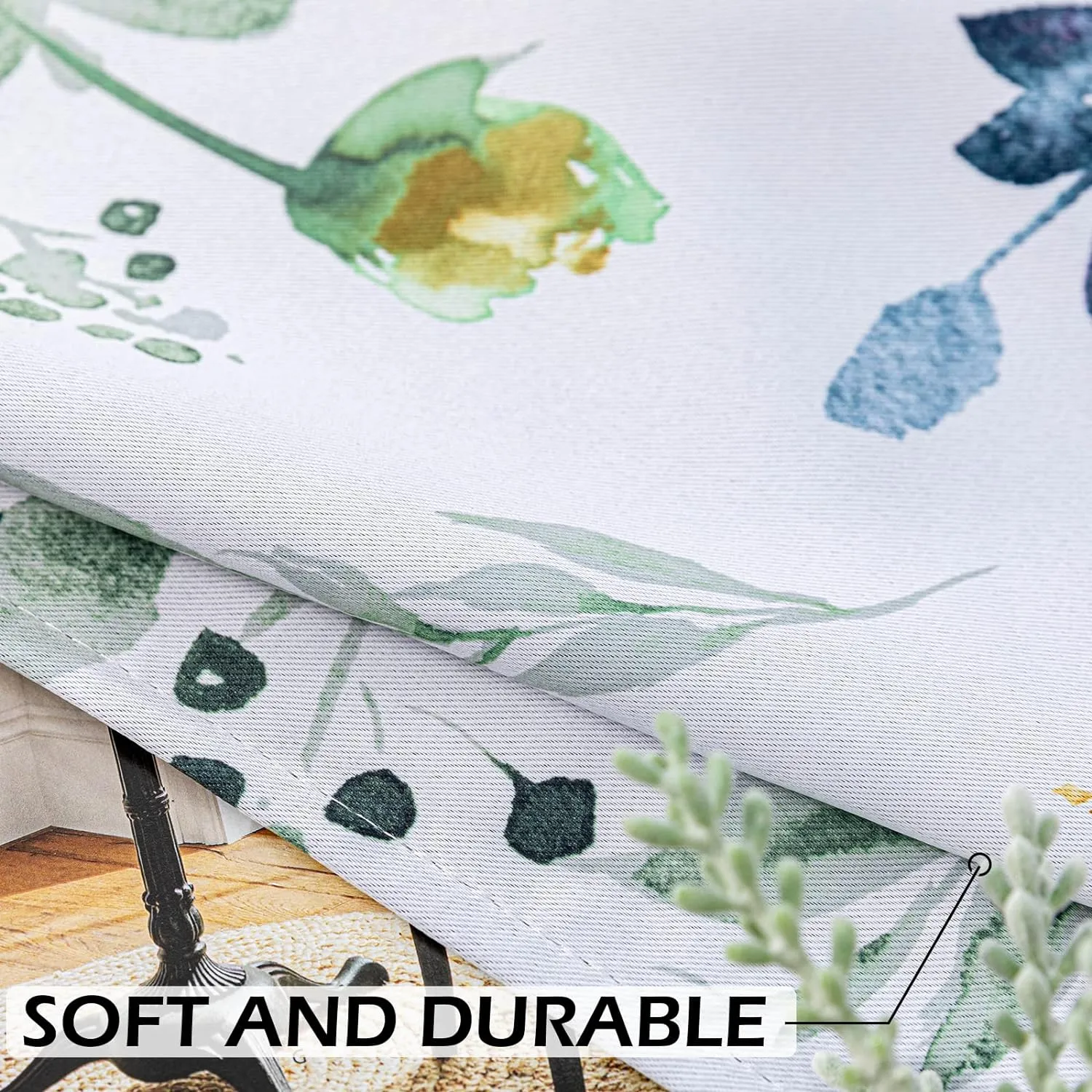 MYSKY HOME Floral Curtains 84 inches Long Living Room Curtains Room Darkening Curtains Thermal Insulated Light Blocking Drapes Grommet for Bedroom Bathroom, 2 Panels, Yellow and Blue