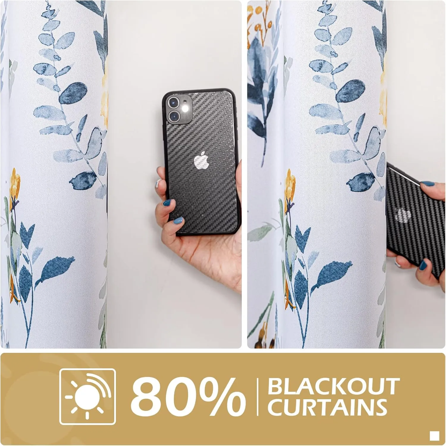 MYSKY HOME Floral Curtains 84 inches Long Living Room Curtains Room Darkening Curtains Thermal Insulated Light Blocking Drapes Grommet for Bedroom Bathroom, 2 Panels, Yellow and Blue