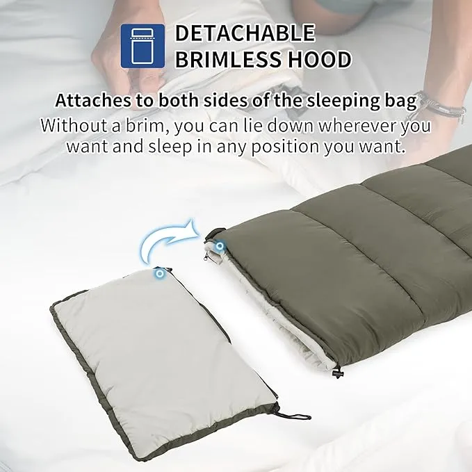 Naturehike 0 Degree Camping Sleeping Bag, Spliceable Double Sleeping Bag for Adults, Hollow Cotton Lightweight Waterproof Sleep Bag for Cold&Warm Weather