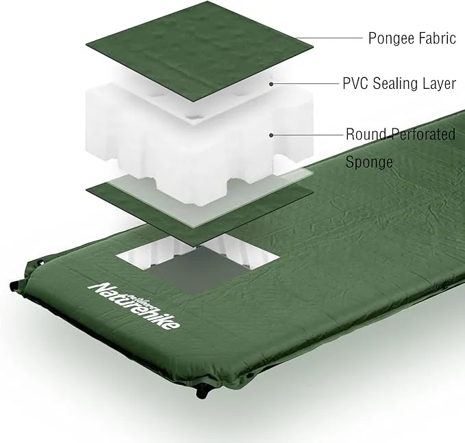 Naturehike Sleeping Pad, 2 inch Thick Self Inflating Sleeping Pad for Camping, Durable Camping Mattress Connectable with Multiple, Lightweight Sleeping Mats for Backpacking, Tent, Hammock, Hiking