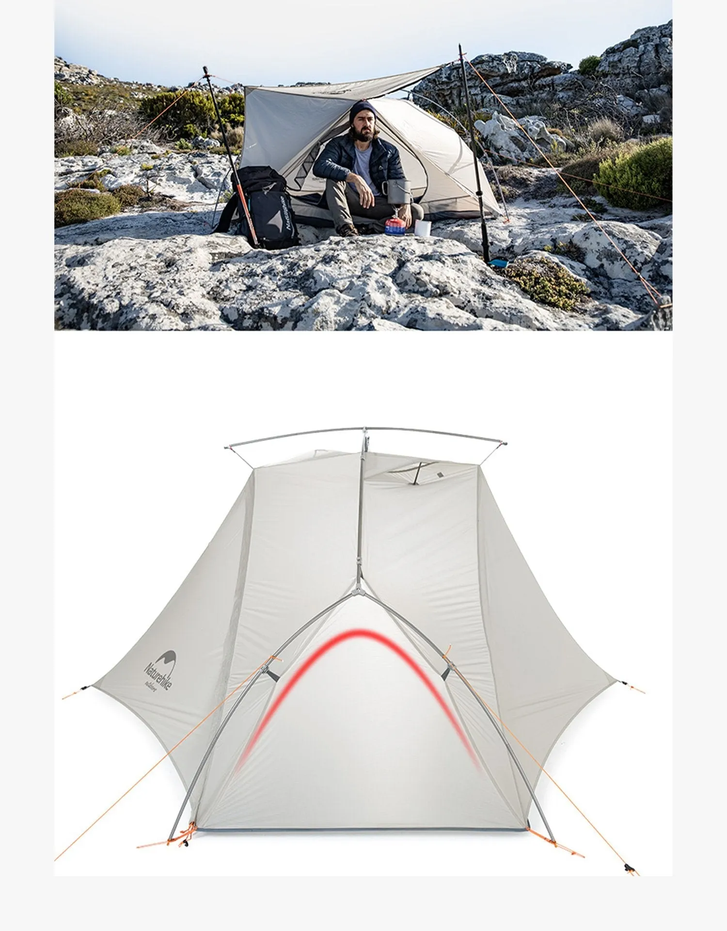 Naturehike VIK 15D Nylon Ultralight Outer Poles Tent NH19ZP003-1