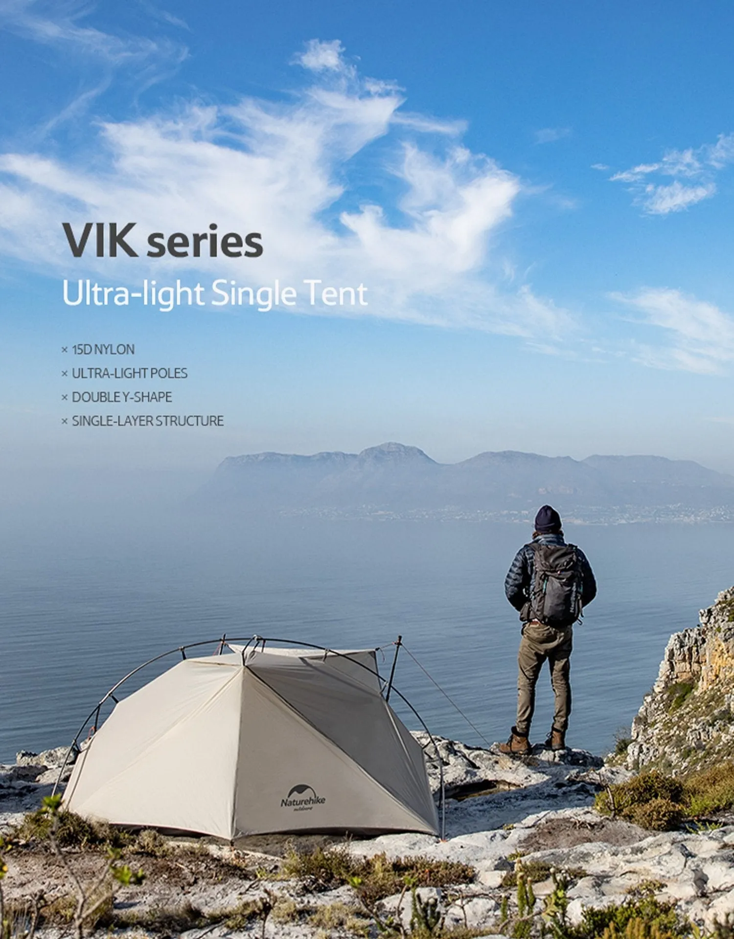 Naturehike VIK 15D Nylon Ultralight Outer Poles Tent NH19ZP003-1