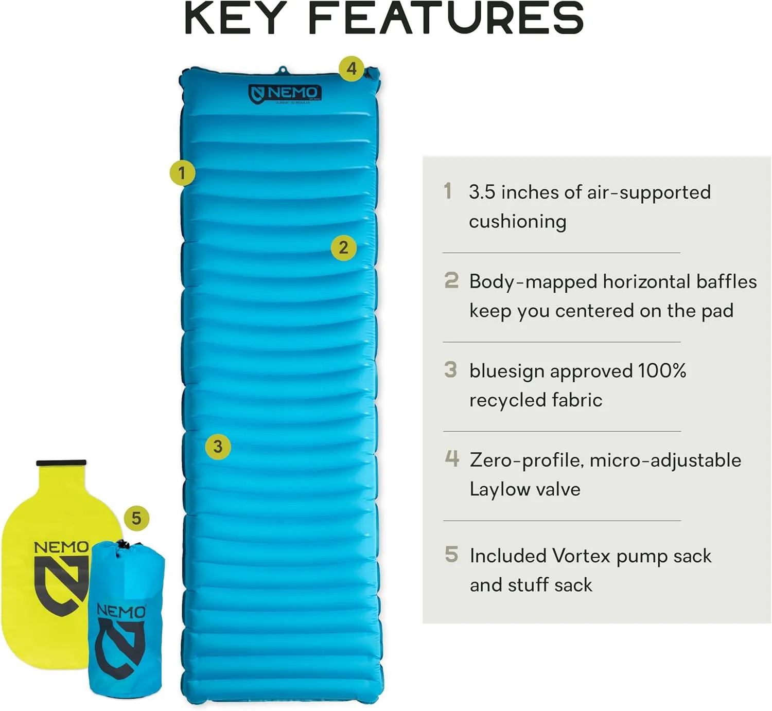 NEMO Equipment Quasar 3D Lightweight Sleeping Pad - Regular (72"x20") - Plasma