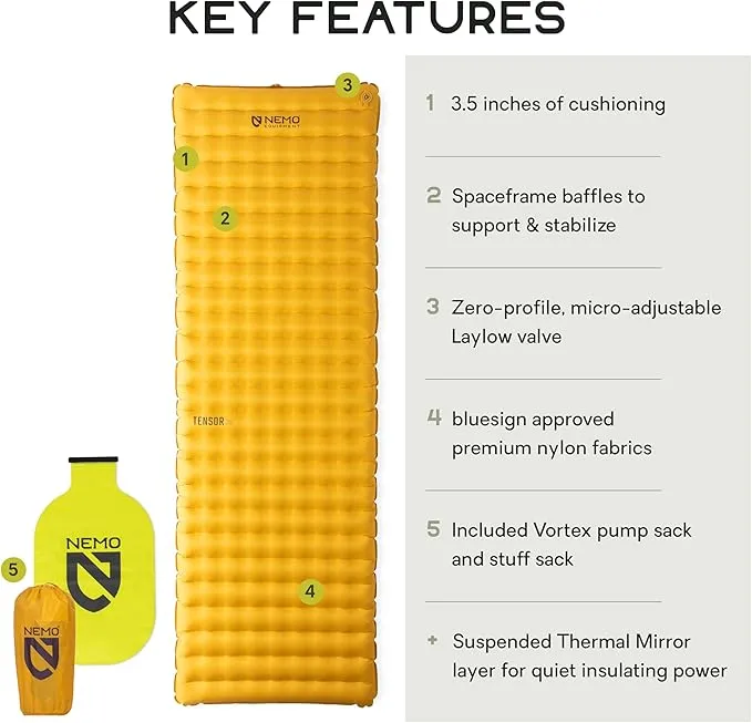 NEMO Tensor Trail Ultralight Insulated Sleeping Pad, Long Wide