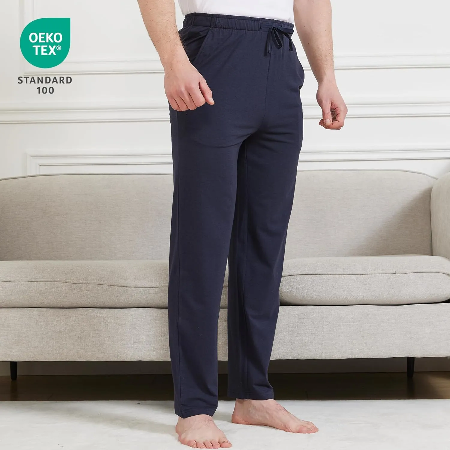 netdraw Men's Ultra Soft Bamboo Viscose Pajama Pant Lightweight Cotton Sleep Lounge Jersey Bottom with Pockets