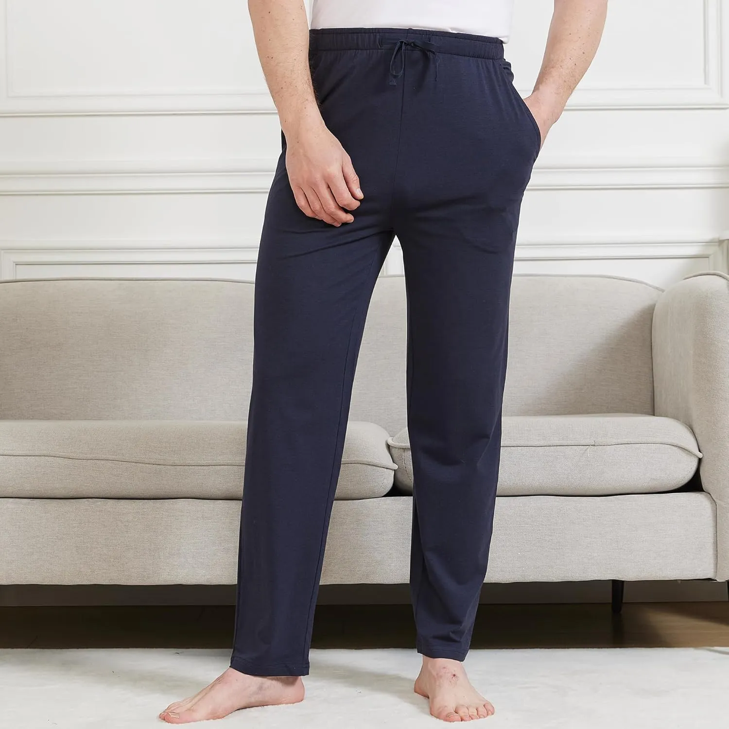 netdraw Men's Ultra Soft Bamboo Viscose Pajama Pant Lightweight Cotton Sleep Lounge Jersey Bottom with Pockets